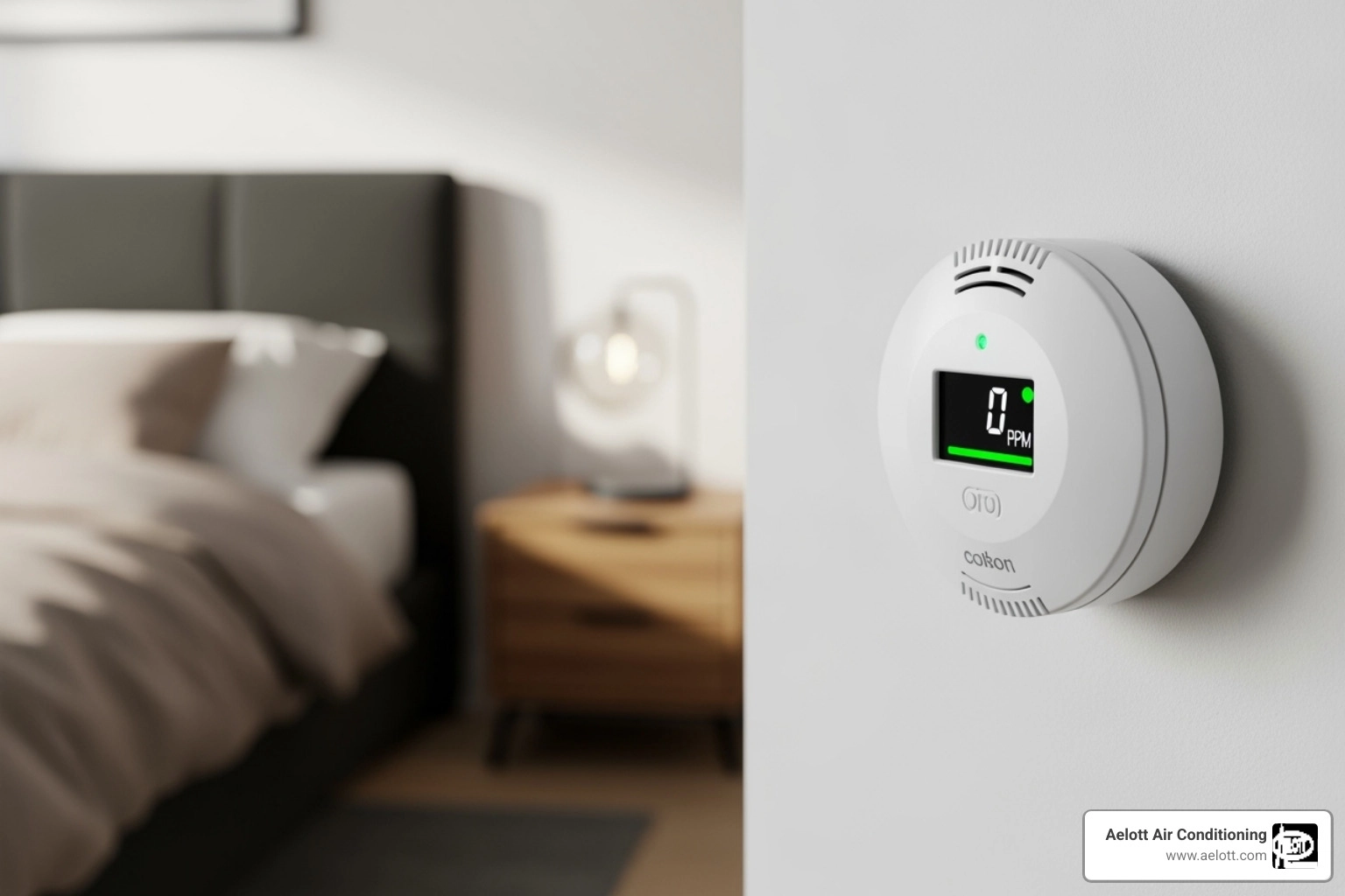 a carbon monoxide detector installed on a wall near a bedroom - furnace smells like gas a carbon monoxide detector installed on a wall near a bedroom - furnace smells like gas