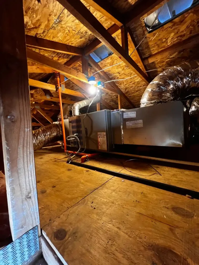 Residential furnace with metal venting and duct connections