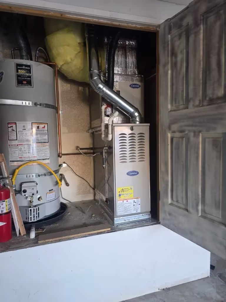 Residential furnace installed in utility closet