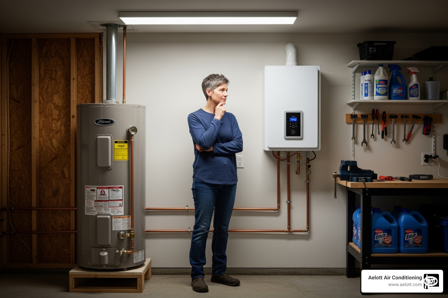homeowner looking at water heaters - propane gas water heaters escondido ca