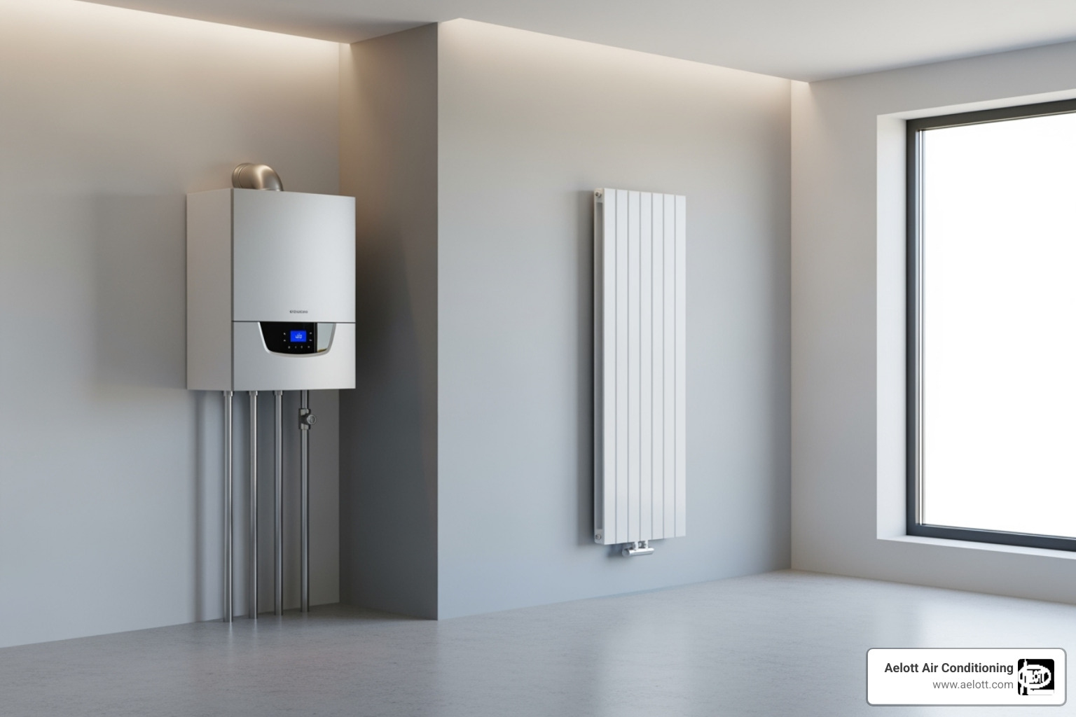modern boiler system with a radiator - new heating system