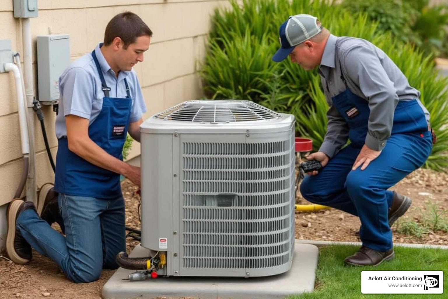 diagram showing the main parts of a central AC system - ac repair escondido