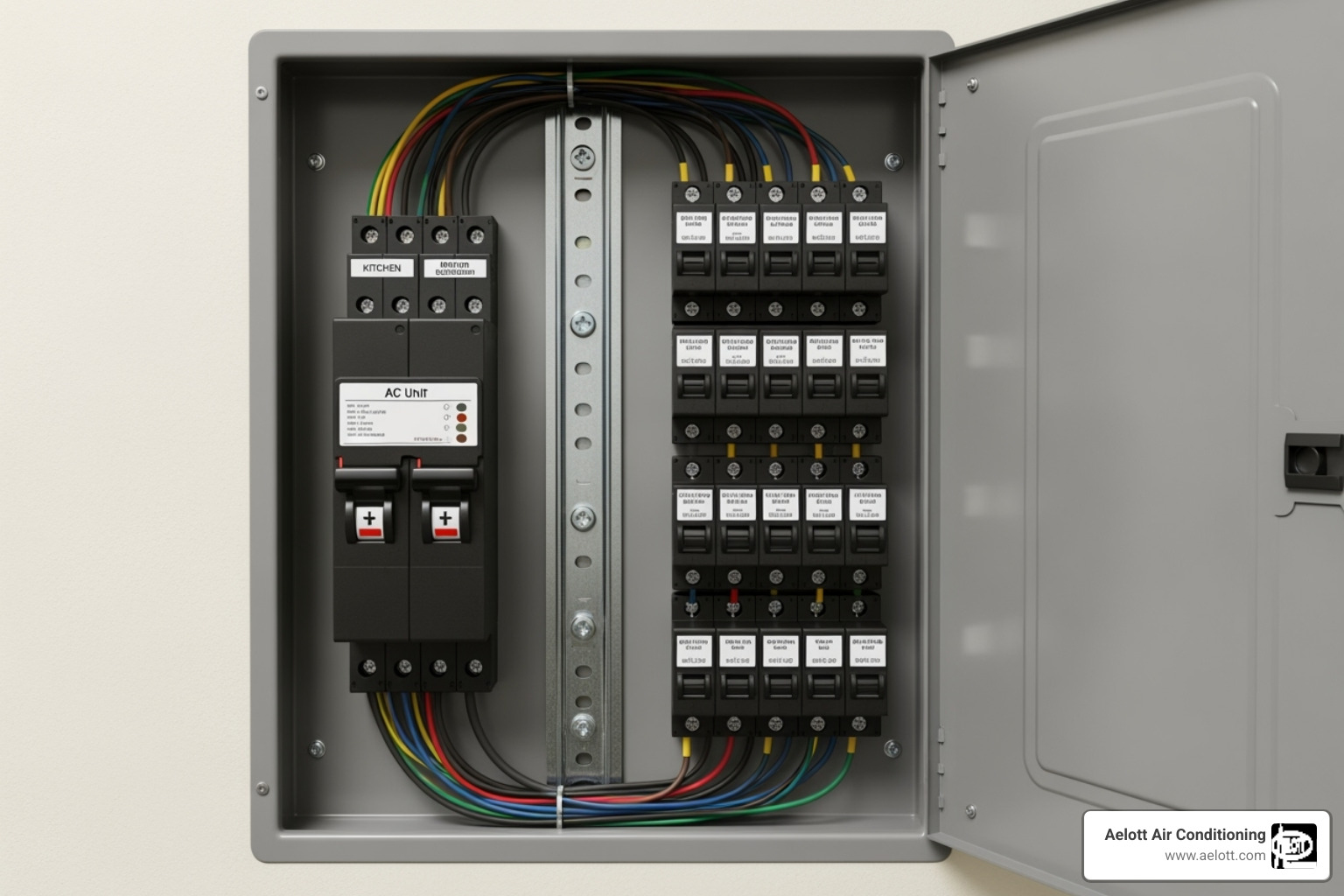 Circuit breaker panel with one switch flipped - furnace not turning on