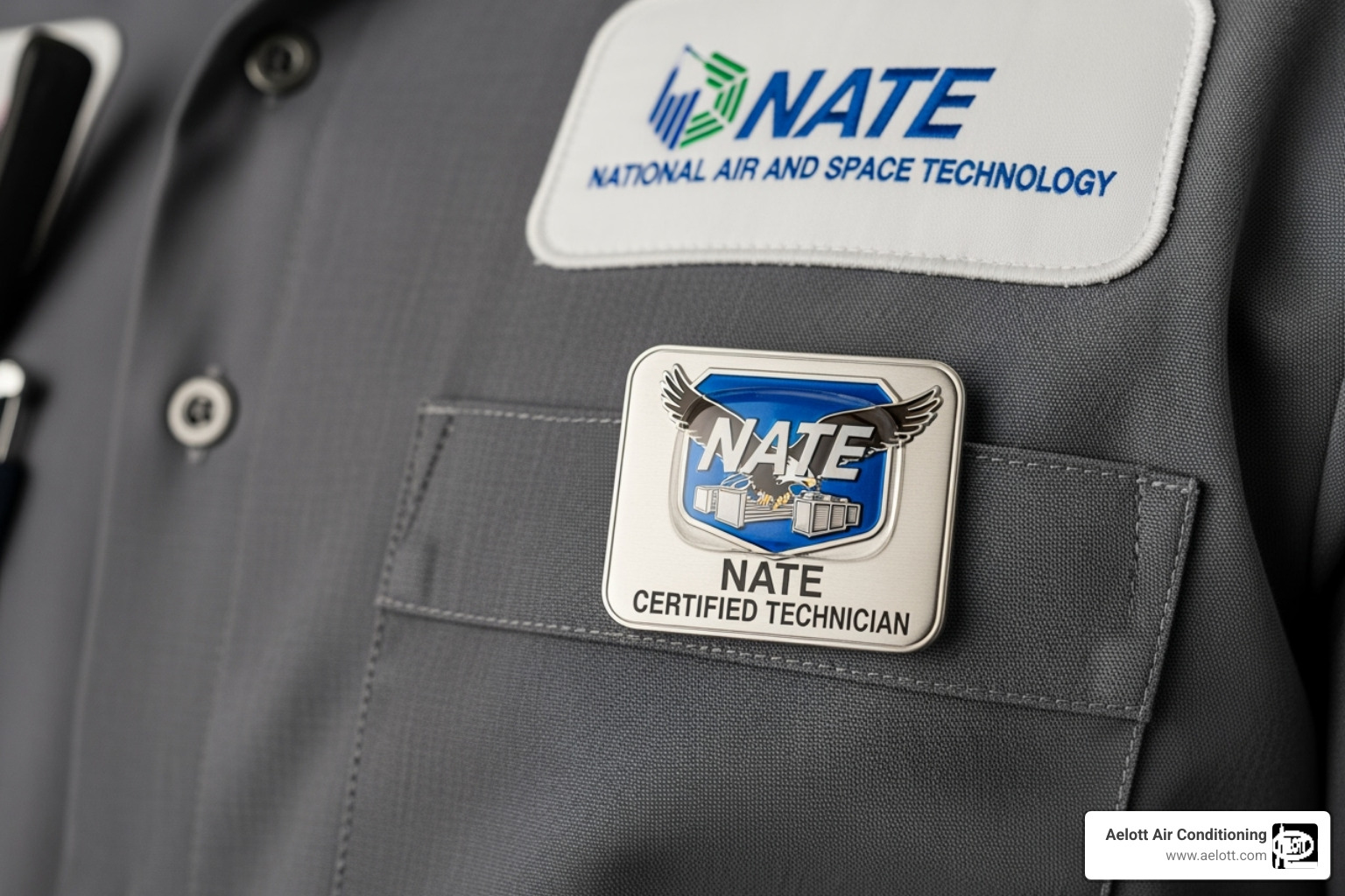 NATE-certified technician badge on a uniform - miramar ac service