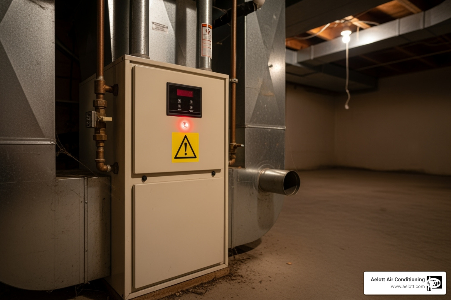 a furnace with a warning symbol - furnace repair San Diego a furnace with a warning symbol - furnace repair San Diego