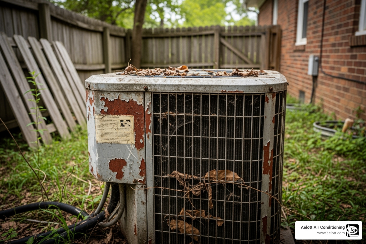 old, worn-out outdoor AC unit - AC replacement Escondido