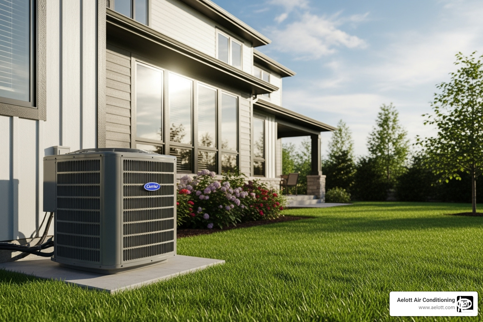 New central air conditioner unit installed outside a home - New AC quote