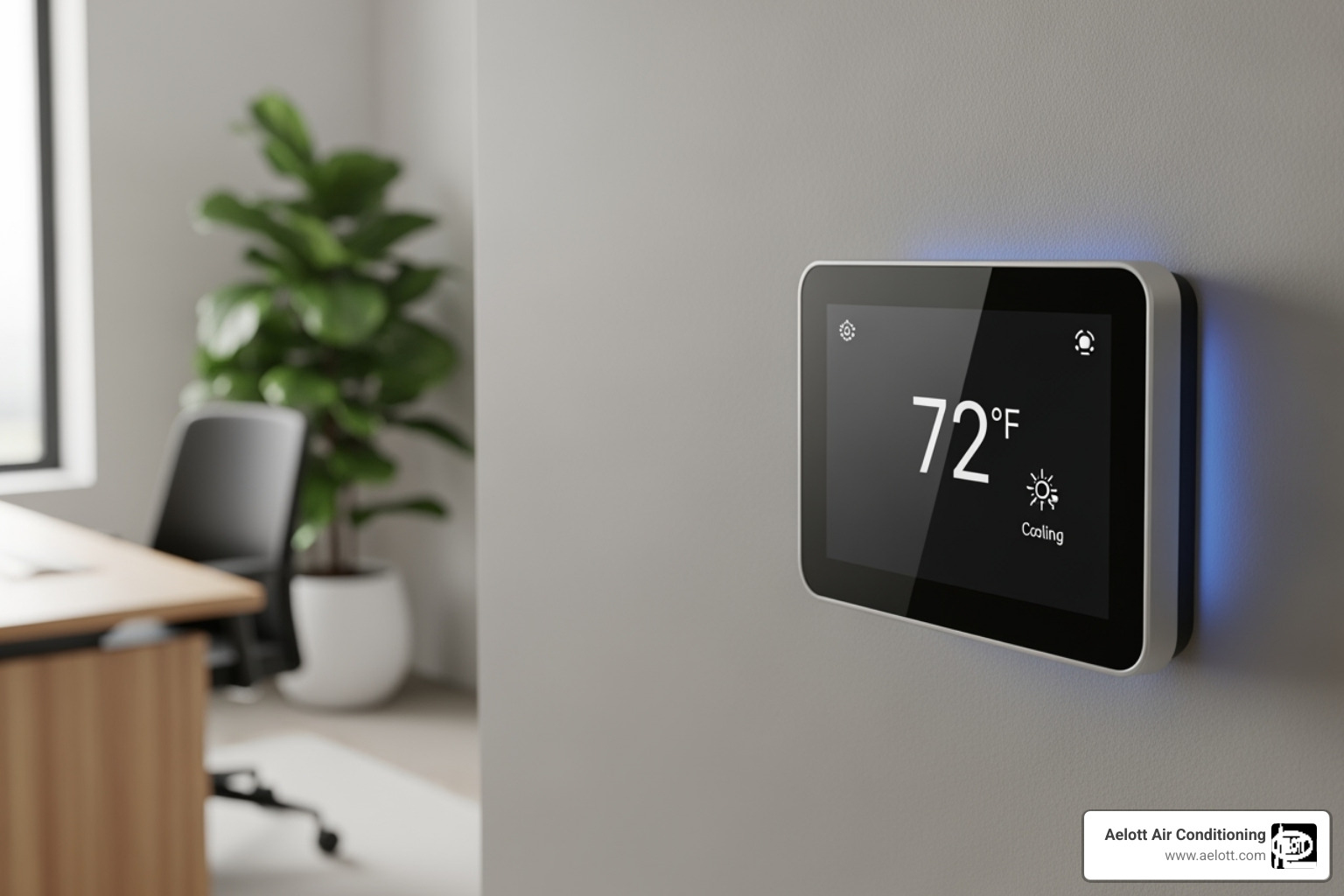 smart thermostat in a commercial office - commercial ac maintenance rancho bernardo ca