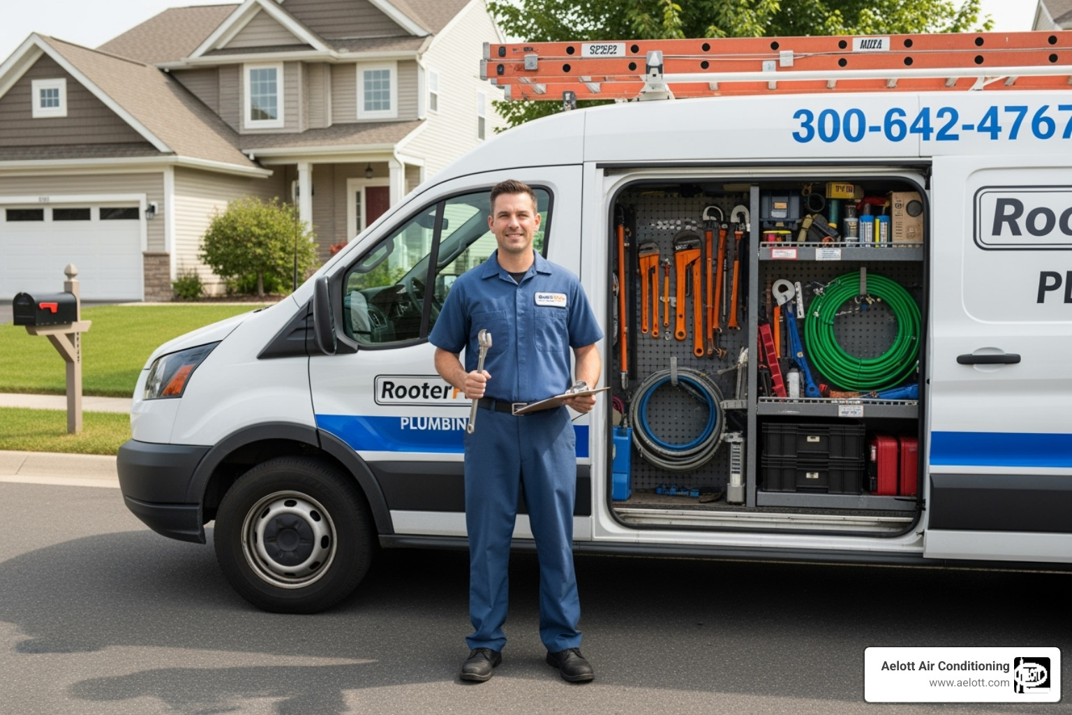 Professional plumber with a fully stocked truck arriving at a home - emergency plumber carlsbad ca