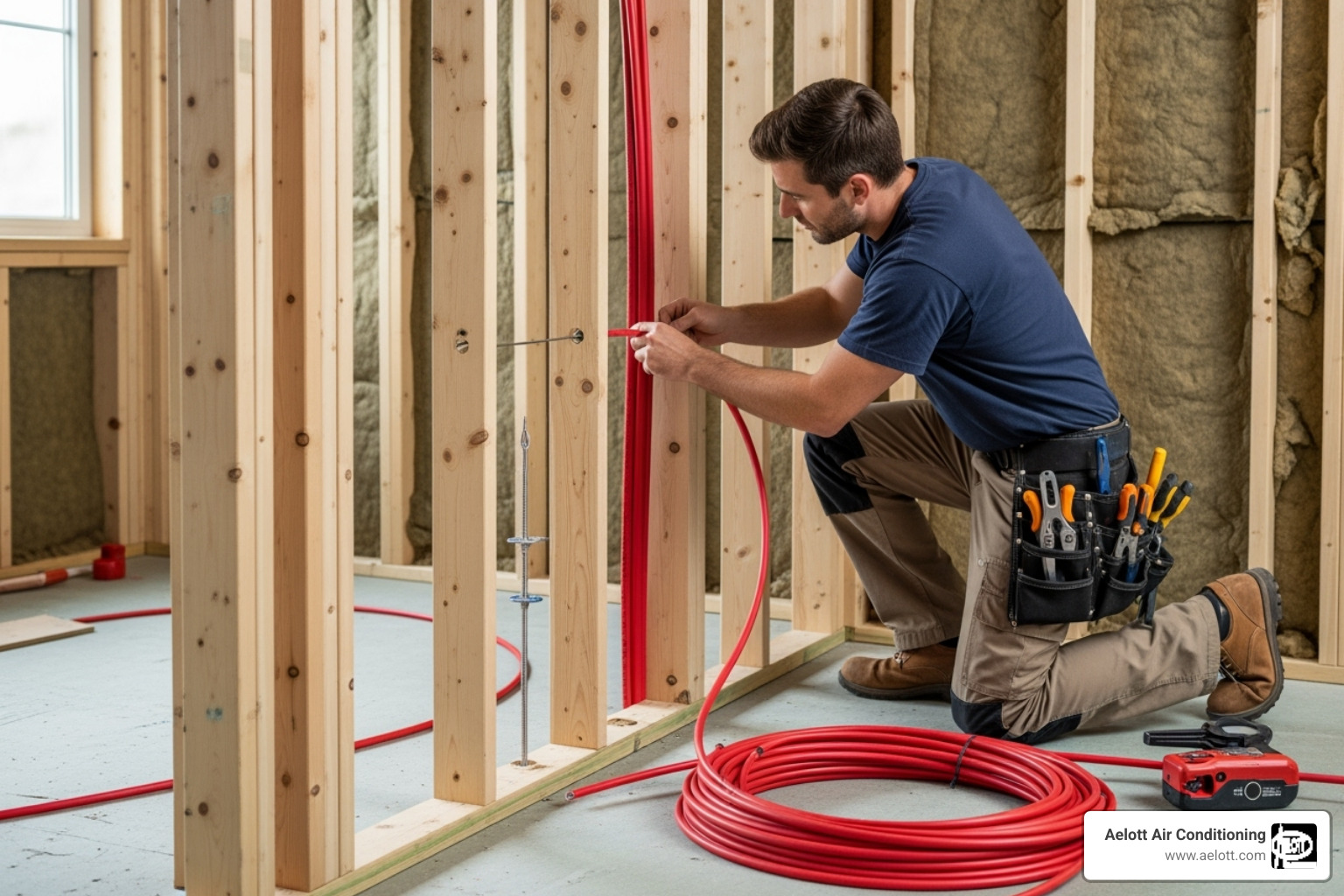plumber installing a new PEX pipe in a wall - leaking pipe replacement poway ca