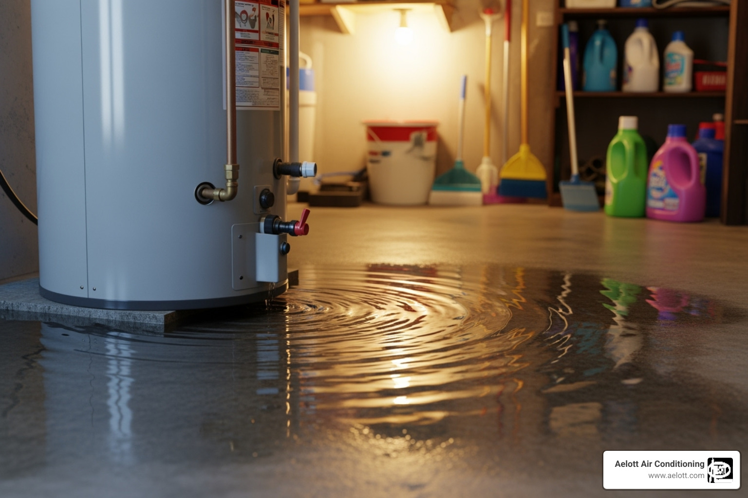 water pooling around the base of a water heater - water heater repair carlsbad ca