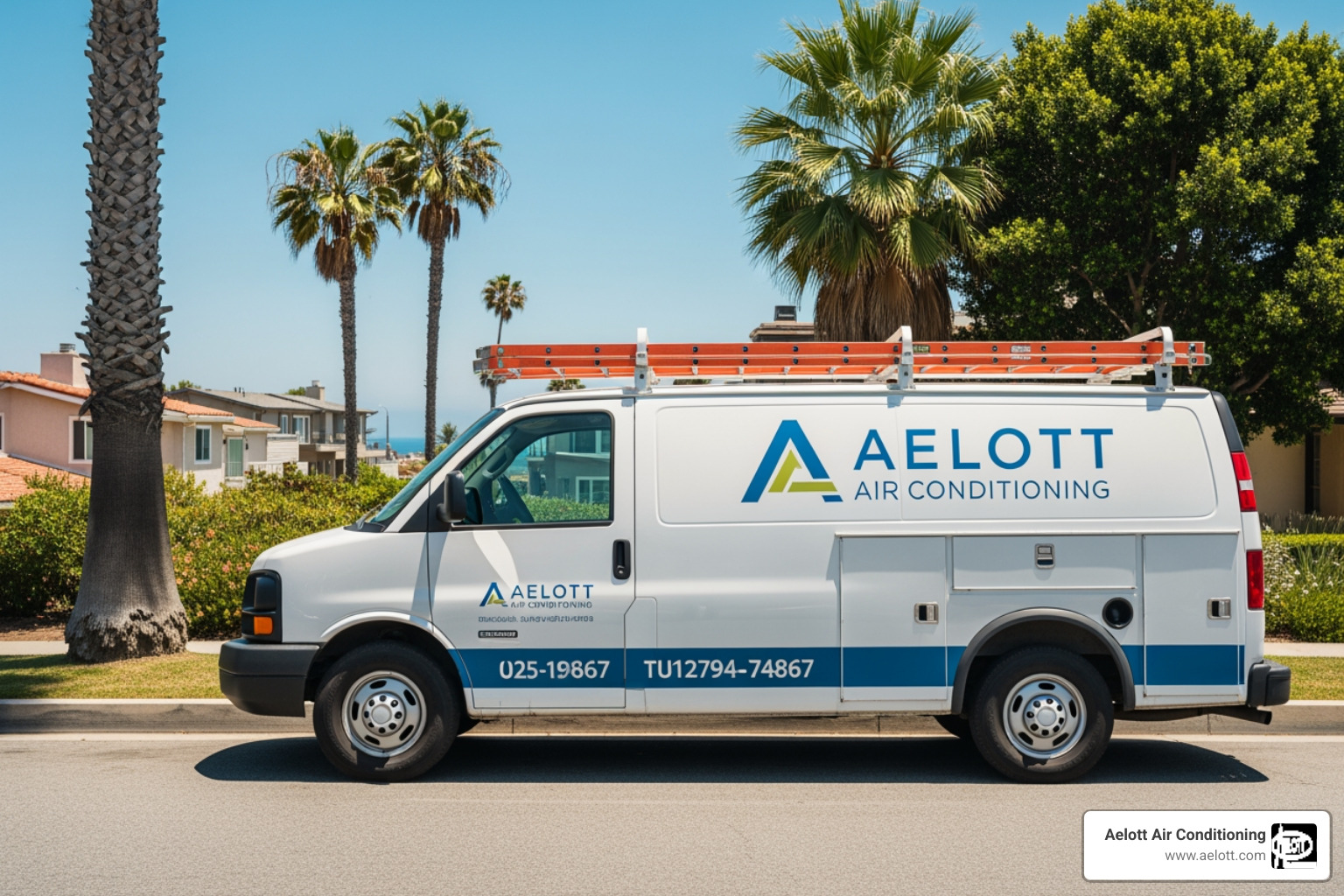 Aelott Air Conditioning branded service van - Who can I call for furnace repair in Del Mar, CA?