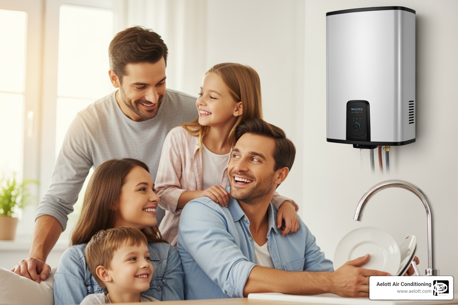 family enjoying a home with a new water heater, implying good plumbing - whole house repiping oceanside ca