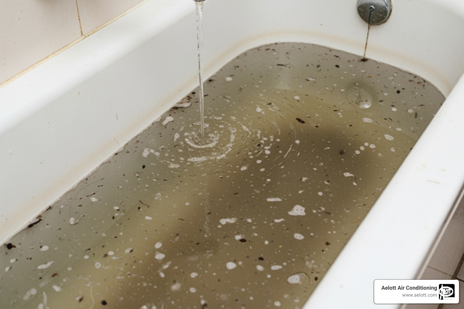 water backing up into a bathtub from a clogged drain - emergency drain service vista ca
