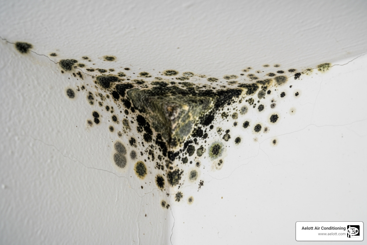 mold spots appearing on a ceiling corner - ceiling leak repair rancho bernardo ca