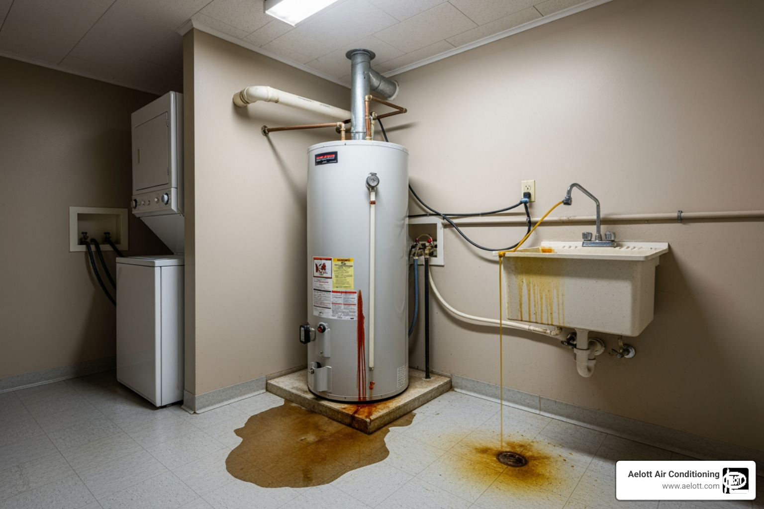 Infographic showing the 5 most common signs a water heater is failing: inconsistent water temperature, no hot water at all, rusty or discolored water, banging or popping noises from the tank, and visible leaks or moisture around the base - best water heater repair in rancho bernardo, ca